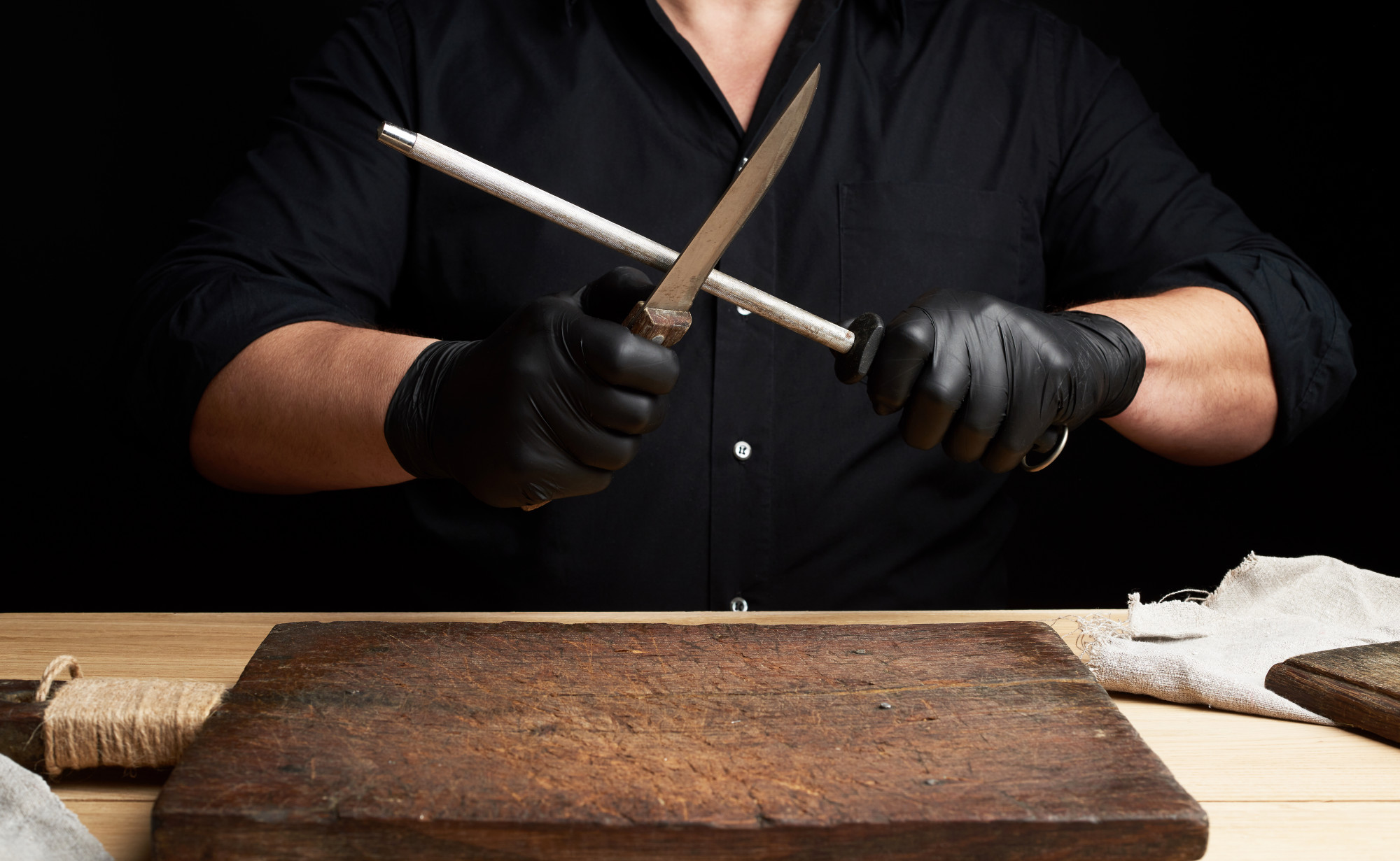 Instructor demonstrating knife technique